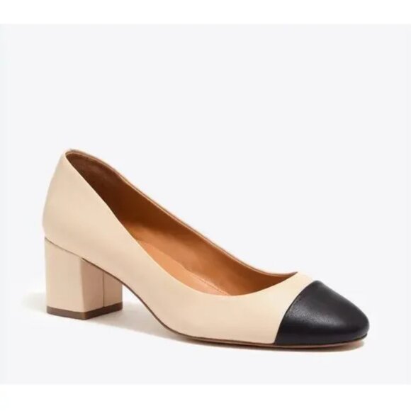 J. Crew Bryn Cap Toe Leather Block Heels 8 - Picture 1 of 11